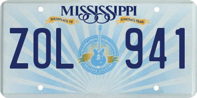 MS license plate ZOL941