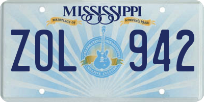 MS license plate ZOL942