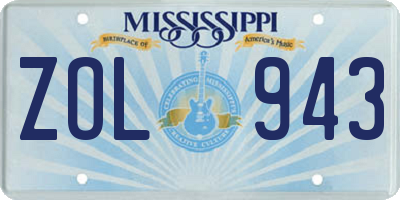 MS license plate ZOL943