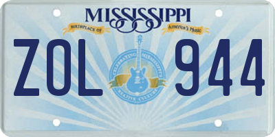 MS license plate ZOL944