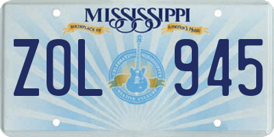 MS license plate ZOL945