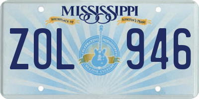 MS license plate ZOL946