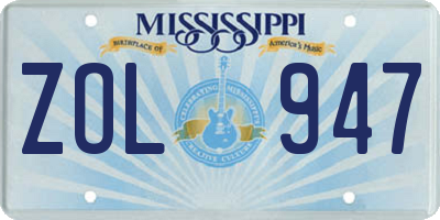 MS license plate ZOL947