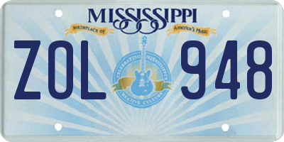 MS license plate ZOL948