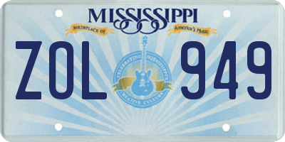 MS license plate ZOL949
