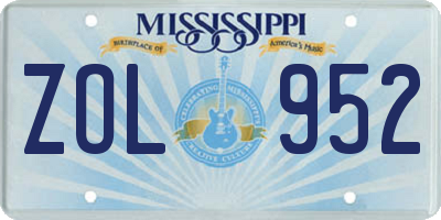 MS license plate ZOL952