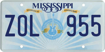 MS license plate ZOL955