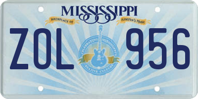 MS license plate ZOL956