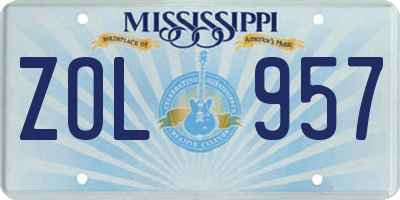 MS license plate ZOL957