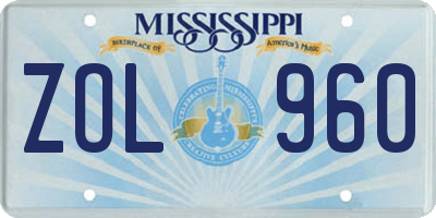 MS license plate ZOL960