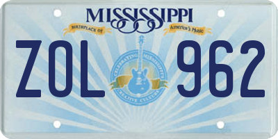 MS license plate ZOL962