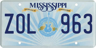 MS license plate ZOL963