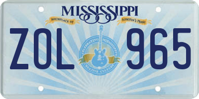 MS license plate ZOL965