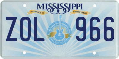 MS license plate ZOL966