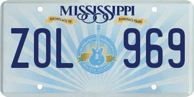 MS license plate ZOL969