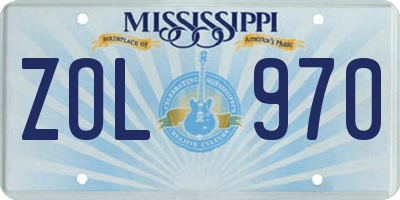 MS license plate ZOL970