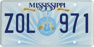 MS license plate ZOL971