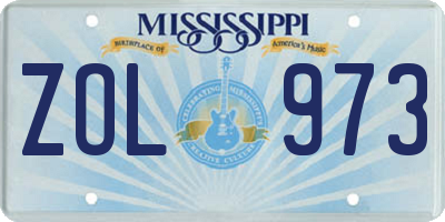 MS license plate ZOL973