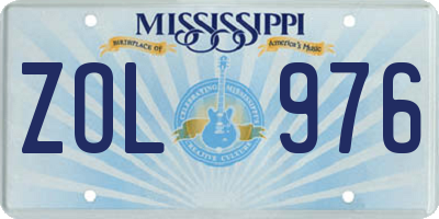 MS license plate ZOL976
