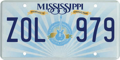 MS license plate ZOL979