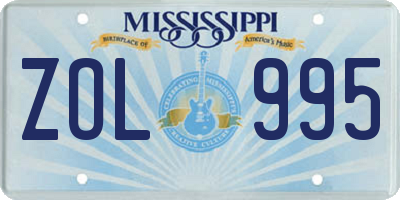 MS license plate ZOL995