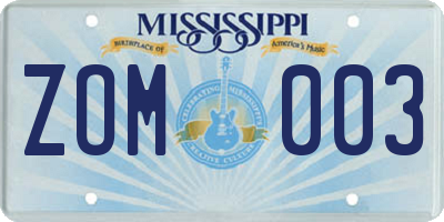 MS license plate ZOM003