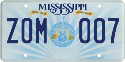 MS license plate ZOM007