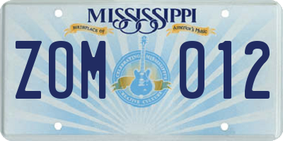 MS license plate ZOM012