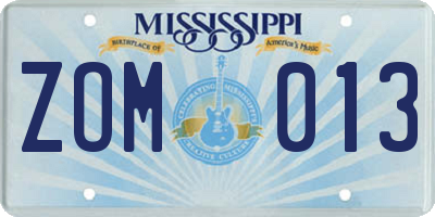 MS license plate ZOM013