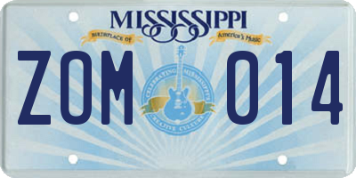 MS license plate ZOM014