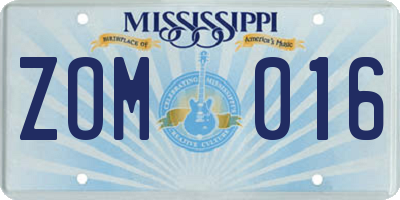 MS license plate ZOM016