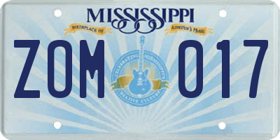 MS license plate ZOM017