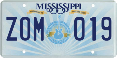 MS license plate ZOM019