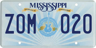 MS license plate ZOM020