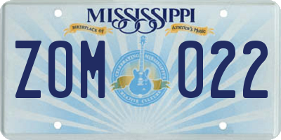 MS license plate ZOM022