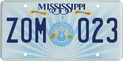 MS license plate ZOM023