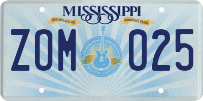 MS license plate ZOM025