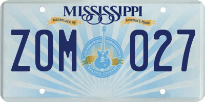 MS license plate ZOM027