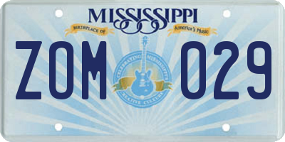 MS license plate ZOM029