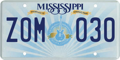 MS license plate ZOM030