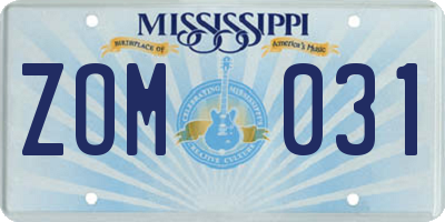 MS license plate ZOM031