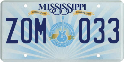 MS license plate ZOM033