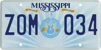 MS license plate ZOM034