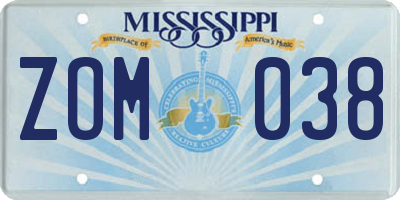 MS license plate ZOM038