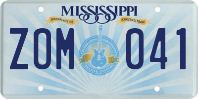 MS license plate ZOM041