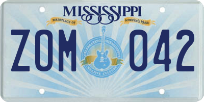 MS license plate ZOM042