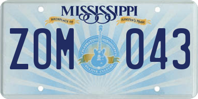 MS license plate ZOM043
