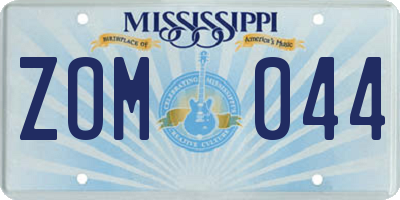 MS license plate ZOM044