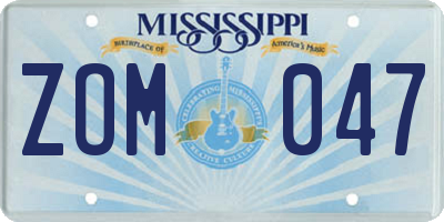 MS license plate ZOM047