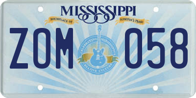 MS license plate ZOM058